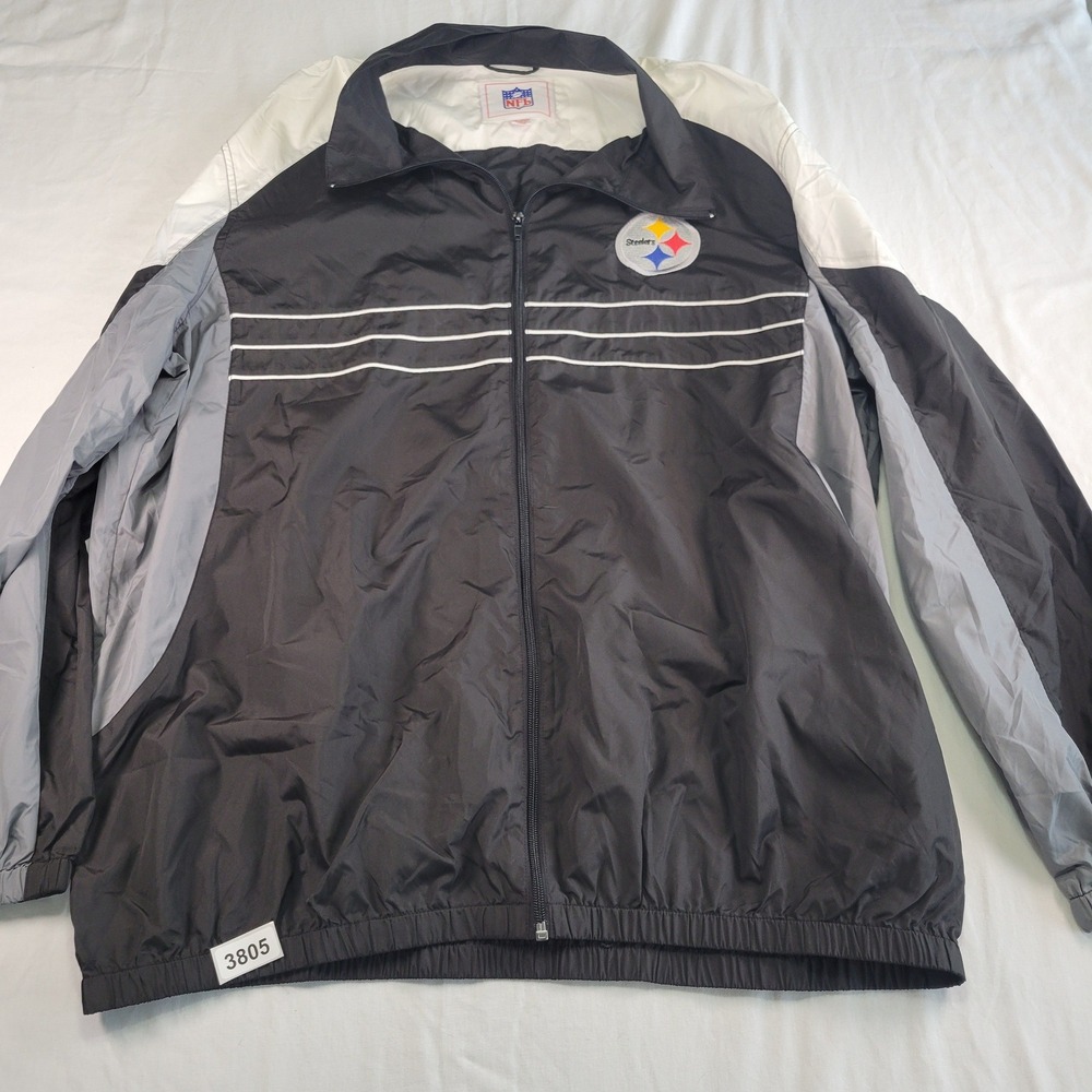 Pittsburgh Steelers NFL Jacket Windbreaker Full Zip Men XXLarge Black White Gray